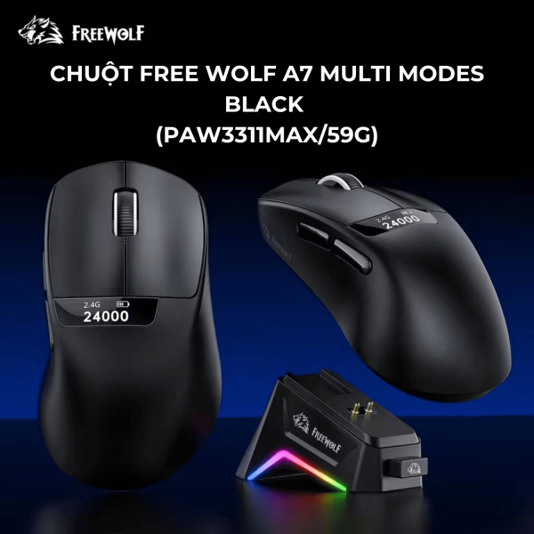 CHUỘT FREE WOLF A7 MULTI MODES BLACK (PAW3311MAX/59G)