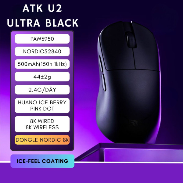CHUỘT ATK U2 ULTRA 8K MULTI MODES BLACK (PAW3950/44G)