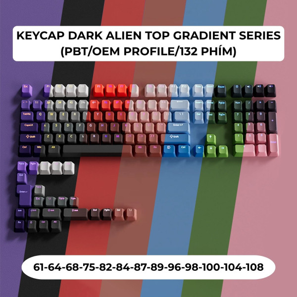 BỘ KEYCAP DARK ALIEN TOP GRADIENT SERIES (PBT/OEM PROFILE/132 PHÍM)