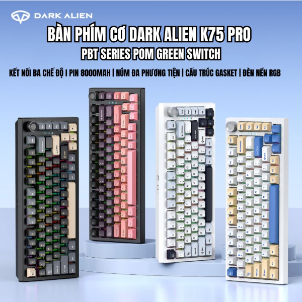 BÀN PHÍM CƠ DARK ALIEN K75 PRO PBT SERIES POM GREEN SWITCH