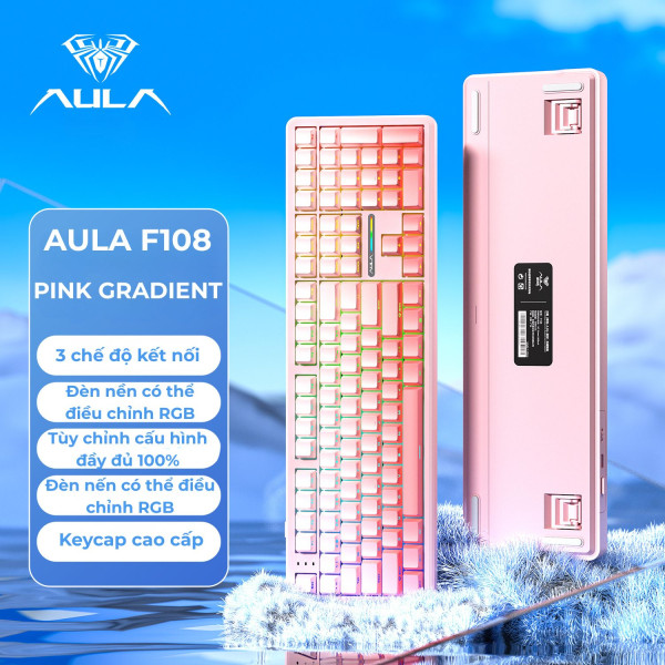 BÀN PHÍM CƠ AULA F108 PINK GRADIENT WIND SPIRIT SWITCH
