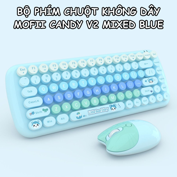 BỘ PHÍM CHUỘT KHÔNG DÂY MOFII CANDY V2 MIXED BLUE