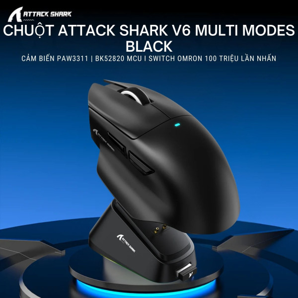 CHUỘT ATTACK SHARK V6 MULTI MODES BLACK (PAW3311/65G)