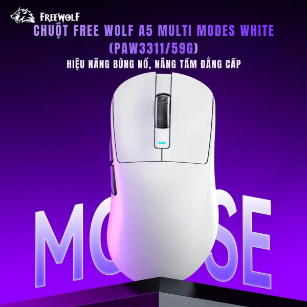 CHUỘT FREE WOLF A5 MULTI MODES WHITE (PAW3311/59G)
