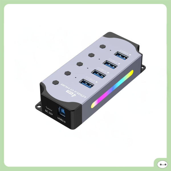 BỘ CHIA USB HUB 3.0 NHÔM U3H704 RGB 4 CỔNG