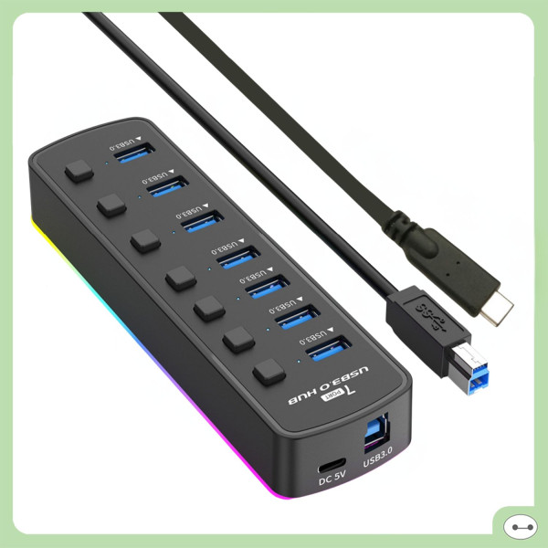 BỘ CHIA USB HUB 3.0 YXU307 RGB 7 CỔNG