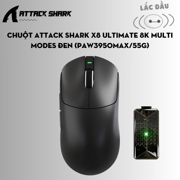 CHUỘT ATTACK SHARK X8 ULTIMATE 8K MULTI MODES TRẮNG (PAW3950MAX/55G)