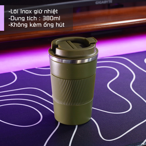 Cốc Cafe giữ nhiệt 380ml Văn phòng màu xanh rêu