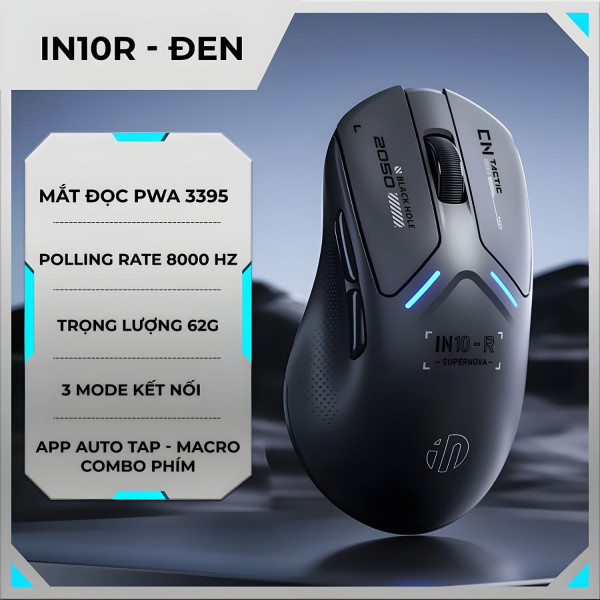 CHUỘT INPHIC IN10R 8Khz MULTI MODES BLACK (PAW3395/62g)