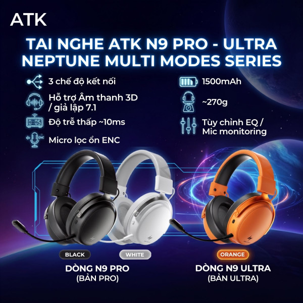 TAI NGHE ATK N9 PRO - ULTRA NEPTUNE MULTI MODES SERIES