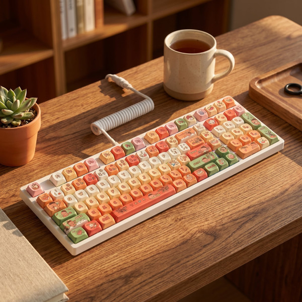 BỘ KEYCAP DYE-SUB AUTUMN BROWN KITTY (PBT/MOA PROFILE/127 PHÍM)