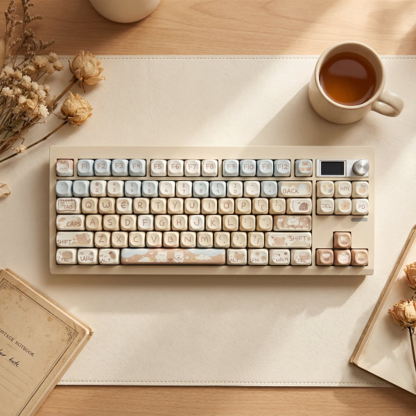 BỘ KEYCAP DYE-SUB MILK TEA BEAR (PBT/MOA PROFILE/132 PHÍM)