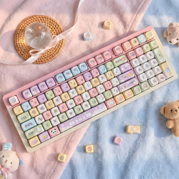 BỘ KEYCAP DYE-SUB RAINBOW ANIMAL (PBT/MOA PROFILE/142 PHÍM)