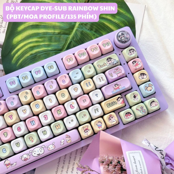 BỘ KEYCAP DYE-SUB RAINBOW SHIN (PBT/MOA PROFILE/135 PHÍM)
