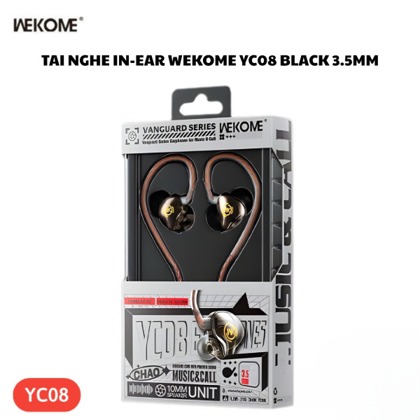 TAI NGHE IN-EAR WEKOME YC08 BLACK 3.5MM