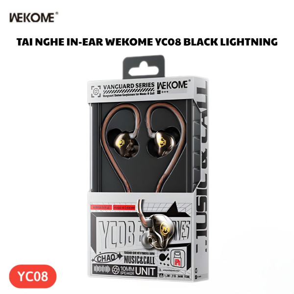 TAI NGHE IN-EAR WEKOME YC08 BLACK LIGHTNING