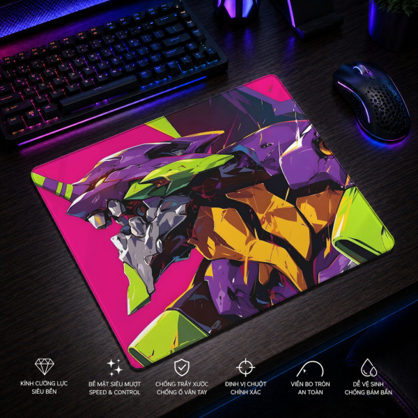 LÓT CHUỘT KÍNH CƯỜNG LỰC SHIN SEIKI EVANGELION GAMING SIZE 35X30 DÀY 3MM