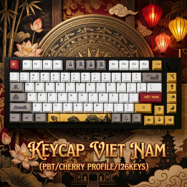 BỘ KEYCAP DYE-SUB VIET NAM (PBT/CHERRY PROFILE/126PHÍM)
