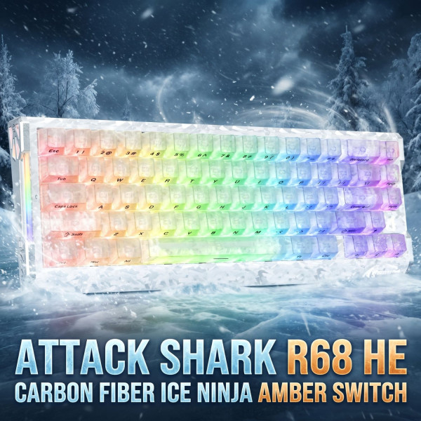 BÀN PHÍM CƠ ATTACK SHARK R68 HE CARBON FIBER ICE NINJA AMBER SWITCH