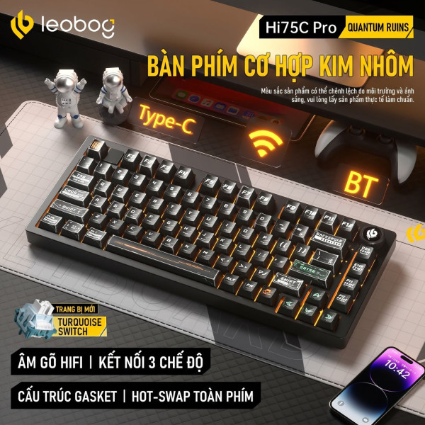BÀN PHÍM CƠ LEOBOG HI75C PRO MULTI MODES QUANTUM RUINS TURQUOISE SWITCH