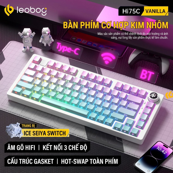 BÀN PHÍM CƠ LEOBOG HI75C PRO MULTI MODES VANILLA ICE SEIYA SWITCH