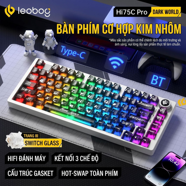BÀN PHÍM CƠ LEOBOG HI75C PRO MULTI MODES DARK WORLD GLASS SWITCH