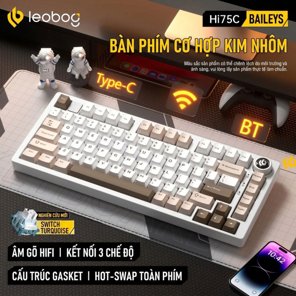 BÀN PHÍM CƠ LEOBOG HI75C PRO MULTI MODES BAILEYS TURQUOISE SWITCH