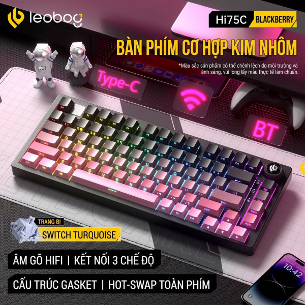 BÀN PHÍM CƠ LEOBOG HI75C PRO MULTI MODES BLACK BERRY TURQUOISE SWITCH