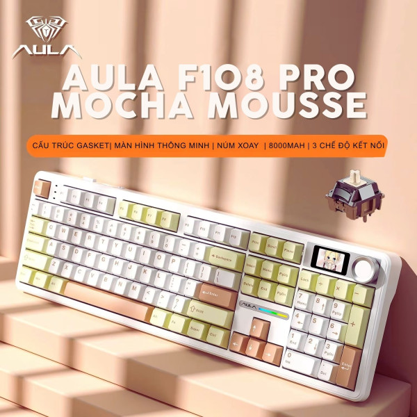 BÀN PHÍM CƠ AULA F108 PRO MOCHA MOUSSE WIND SPIRIT SWITCH