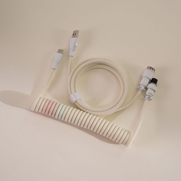 DÂY CÁP BÀN PHÍM CUSTOM TPC011 8K TYPE-C BỌC DÙ 1.5M MILKY WHITE