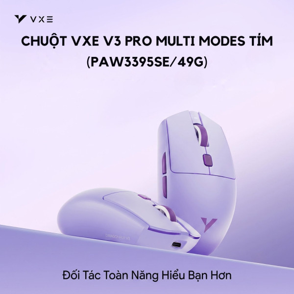 CHUỘT VXE V3 PRO MULTI MODES TÍM (PAW3395SE/49G)