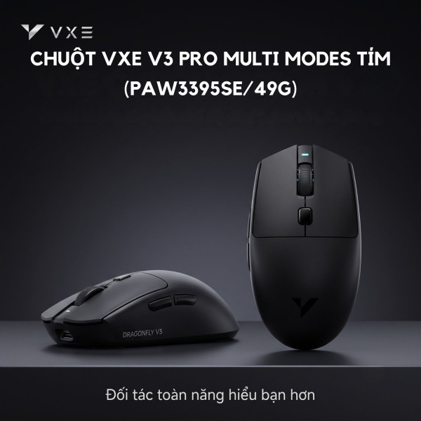 CHUỘT VXE V3 PRO MULTI MODES ĐEN (PAW3395SE/49G)
