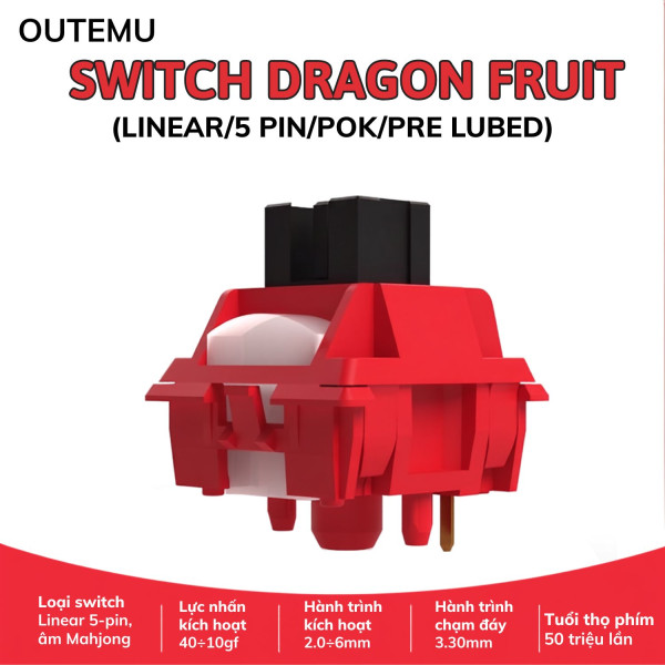 SWITCH OUTEMU DRAGON FRUIT (LINEAR/5 PIN/POK/PRE LUBED)