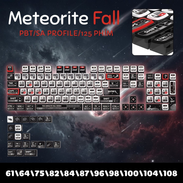 BỘ KEYCAP PUDDING SIDE TRANSPARENT METEORITE (PBT/SAX PROFILE/125 PHÍM)