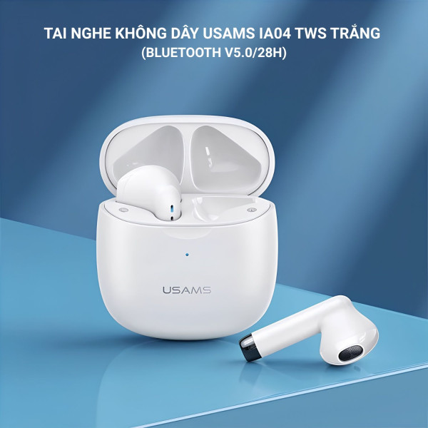 TAI NGHE KHÔNG DÂY USAMS IA04 TWS TRẮNG (BLUETOOTH V5.0/28H)