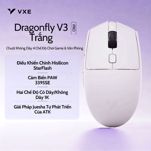 CHUỘT VXE V3 PRO MULTI MODES TRẮNG (PAW3395SE/49G)