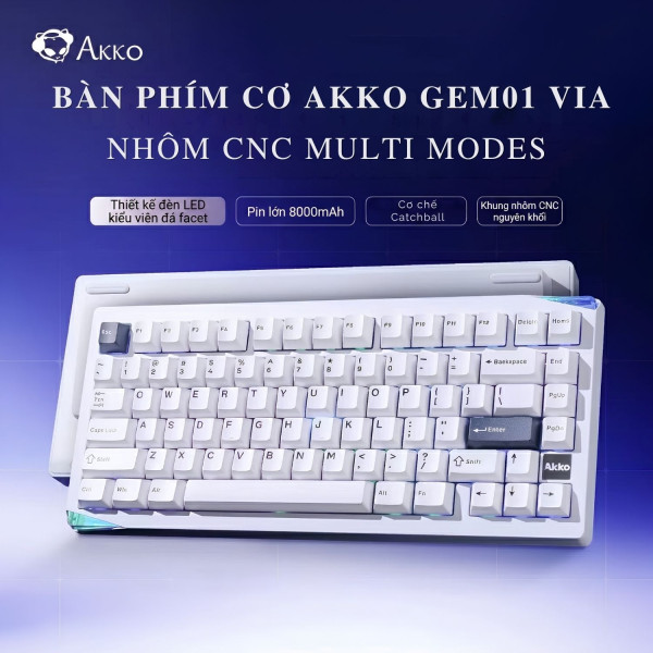 BÀN PHÍM CƠ AKKO GEM01 VIA NHÔM CNC MULTI MODES
