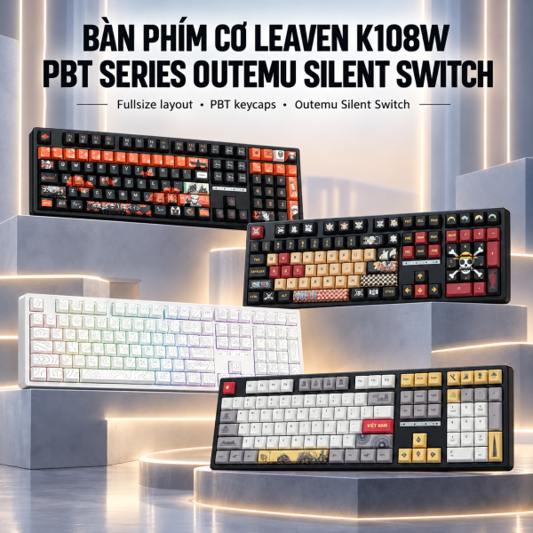 BÀN PHÍM CƠ LEAVEN K108W MULTI MODES PBT OUTEMU SILENT SWITCH