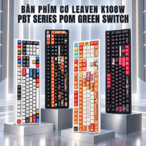 BÀN PHÍM CƠ LEAVEN K108W MULTI MODES PBT POM GREEN SWITCH