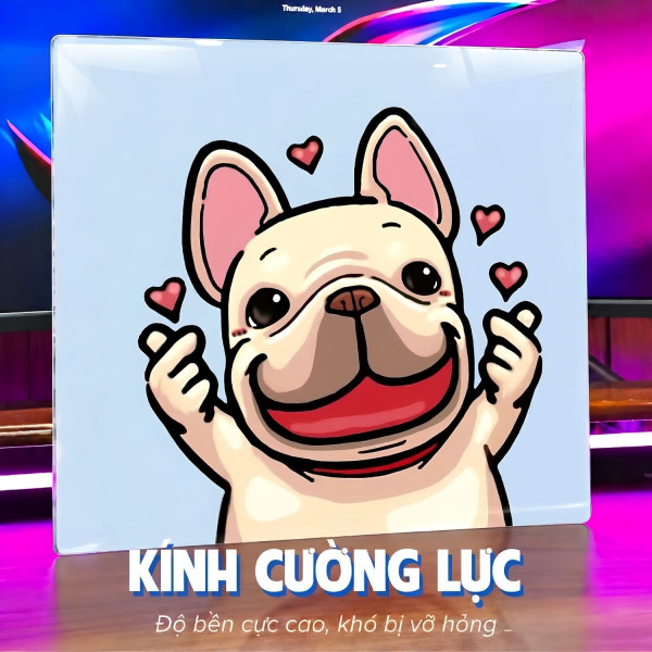 LÓT CHUỘT KÍNH CƯỜNG LỰC CHÓ DỄ THƯƠNG SIZE 45X40 DÀY 3MM