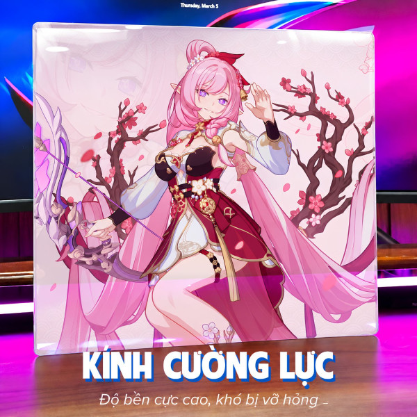 LÓT CHUỘT KÍNH CƯỜNG LỰC HONKAI IMPACT SIZE 45X40 DÀY 3MM