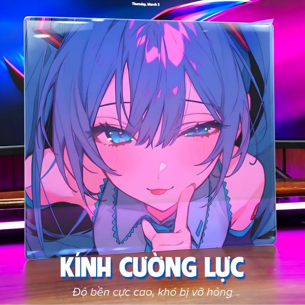LÓT CHUỘT KÍNH CƯỜNG LỰC HATSUNE MIKU SIZE 45X40 DÀY 3MM
