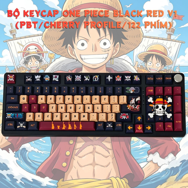 BỘ KEYCAP ONE PIECE BLACK RED V1 (PBT/CHERRY PROFILE/122 PHÍM)