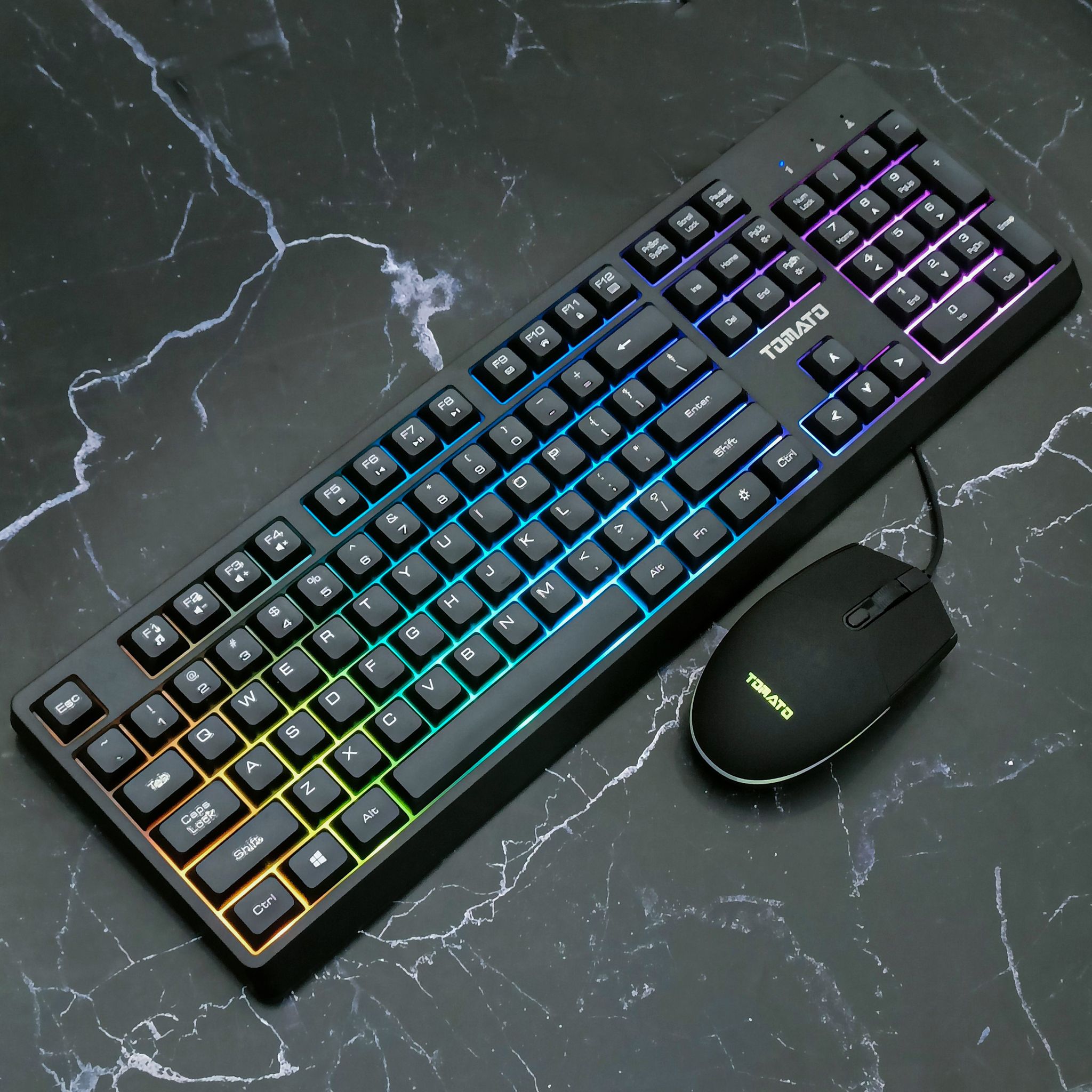 Combo PhÍm ChuỘt GiẢ CƠ Tomato S100 Rgb Đen 7025