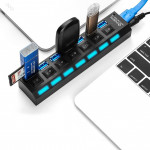 BỘ CHIA 7 CỔNG USB HUB 2.0 CÓ CÔNG TẮC ĐEN