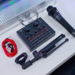 BỘ MICROPHONE THU ÂM E300 KÈM SOUND CARD V8