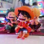 BỘ 3 MÔ HÌNH LUFFY - ZORO - SANJI AI CHIBI NGỒI 13CM