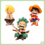 BỘ 3 MÔ HÌNH LUFFY - ZORO - SANJI AI CHIBI NGỒI 13CM