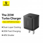 BỘ SẠC CÁP BASEUS GAN5S FAST CHARGER 1C 20W US ĐEN (DÂY TYPE-C 100W 1M)