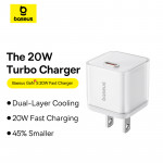 BỘ SẠC CÁP BASEUS GAN5S FAST CHARGER 1C 20W US TRẮNG (DÂY TYPE-C 100W 1M)